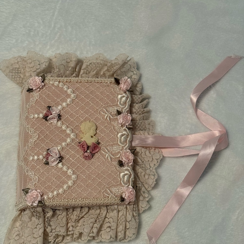 Chic Pink Lace Photo Album with Ribbon 4”x 6” Photos